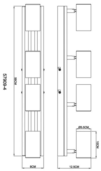 Globo 57909-4 - Bodové svietidlo KAYDEN 4xGU10/25W/230V čierna