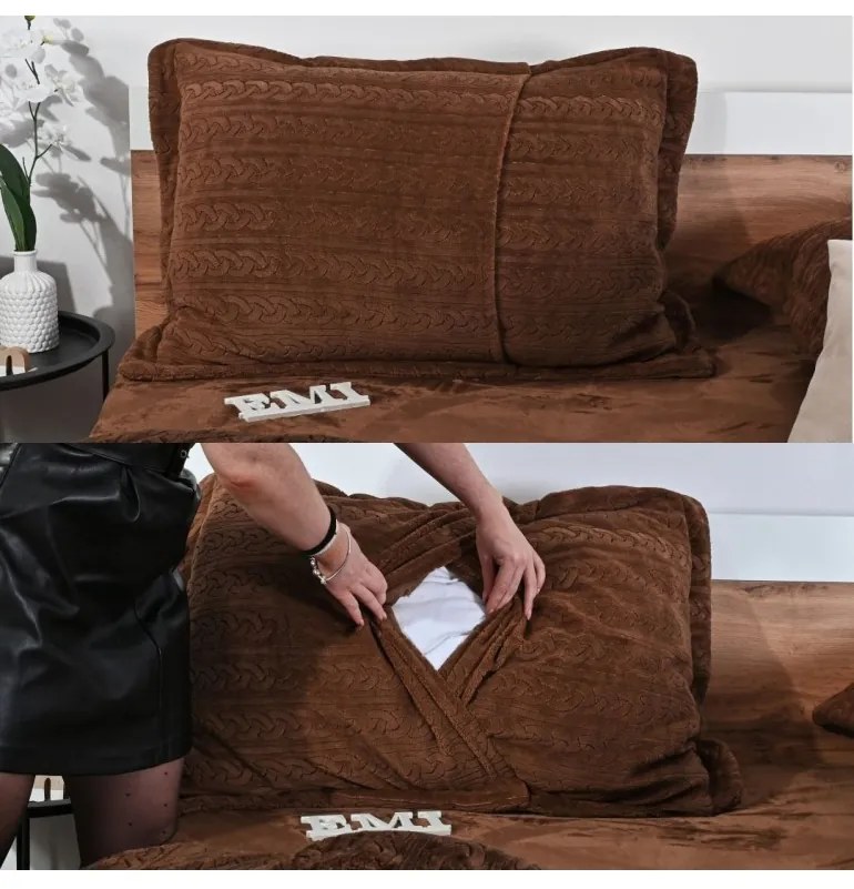 Obliečky z mikroplyšu Banu hnedé EMI, Štandardný set jednolôžko obsahuje 1x 140x200 + 1x 70x90