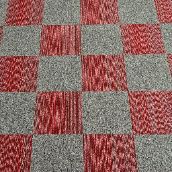 Tapibel, Kobercový štvorec Coral Lines 60380-50 červeno-šedý 50 x 50 cm, chodba / predsieň