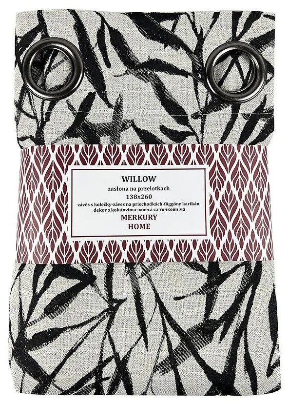 Záves Willow čierna na priechodkách 138x260
