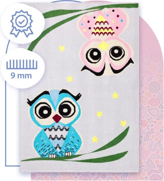 Koberec Agnella Funky Top Owl sivý