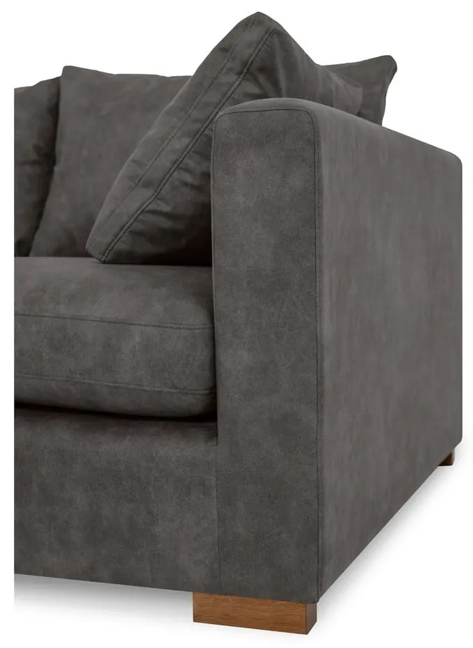 Antracitová rohová pohovka z imitácie kože (ľavý roh) Hamburg – Scandic