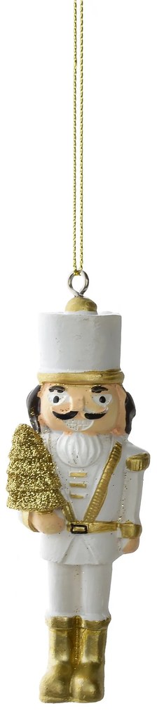 Vánoční závěsná figurka SANTA LILA 10,5 cm bílá/zlatá