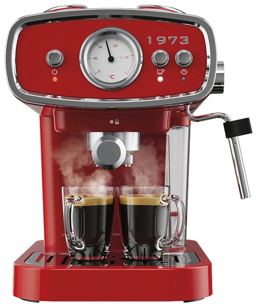 SILVERCREST® KITCHEN TOOLS Espresso kávovar Retro 1973 SEML 1050 A1, červený (100364510)