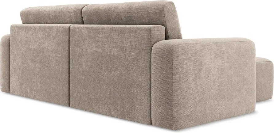 Béžová ženilková rozkladacia/s úložným priestorom rohová pohovka (ľavý roh/s leňoškou) Kona – Makamii