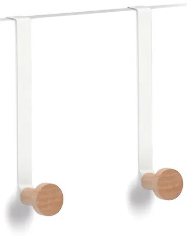 Zeller Present Háčik na dvere, biely kov, drevo, 2 ks v sade