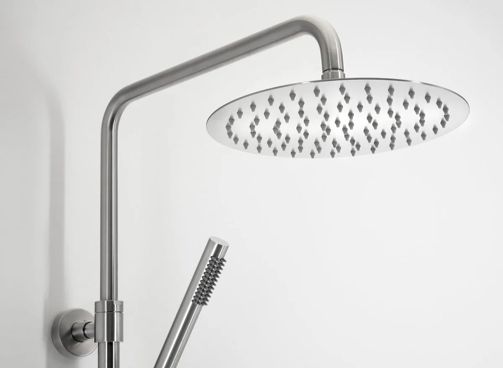 Sapho Minimal, sprchový stĺp s pákovou s batériou, okrúhla hlavica, oceľová, MI139