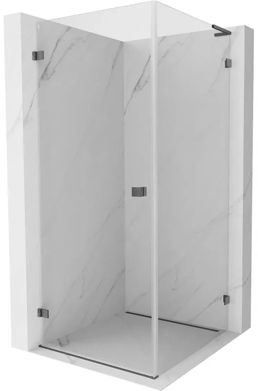 Mexen Lunar-B L sklápací sprchový kút ľavý 80 x 80 cm, číre sklo, brúsený grafit, 832L-080-080-66-00-L