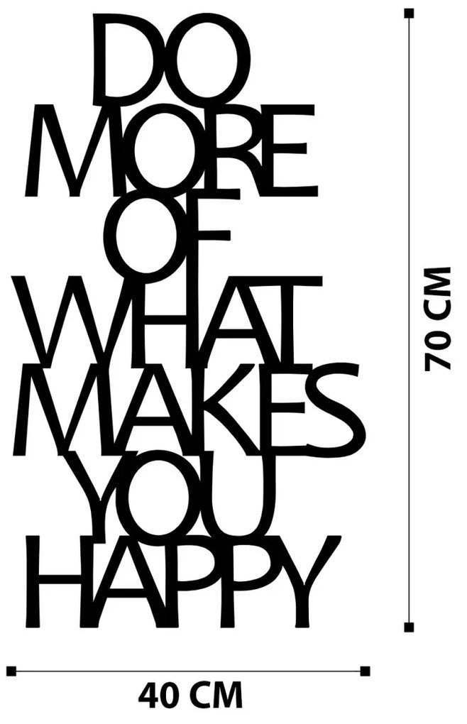 Nástenná kovová dekorácia ŠŤASTNÁ čierna