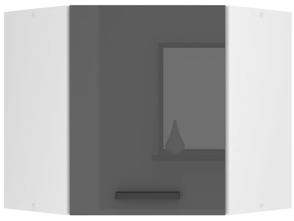 Kuchynská skrinka Belini Premium Full Version horná rohová 60 cm šedý lesk