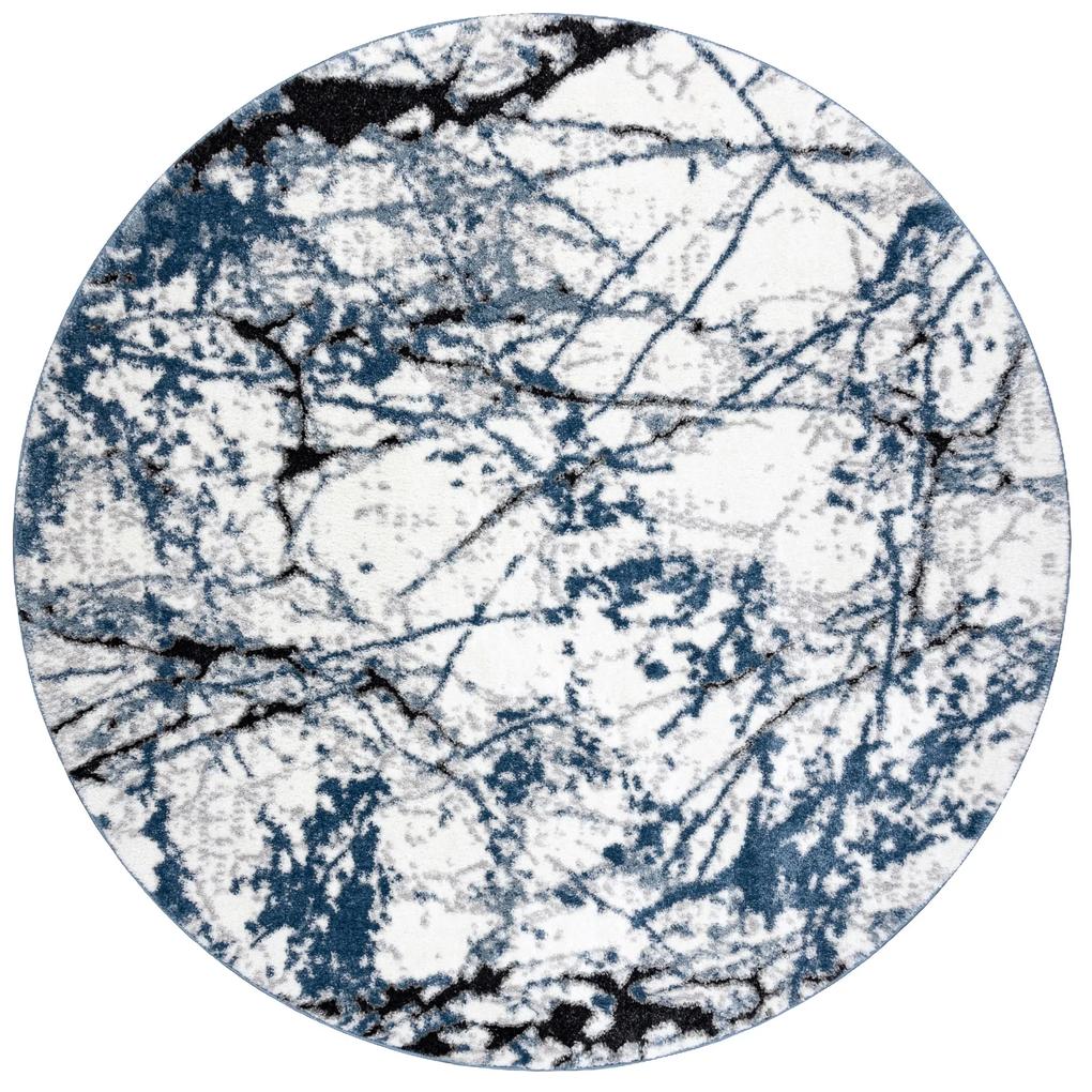 Moderný okrúhly koberec COZY 8871, Marble, Mramor - Štrukturálny,  dve vrstvy rúna, modrá