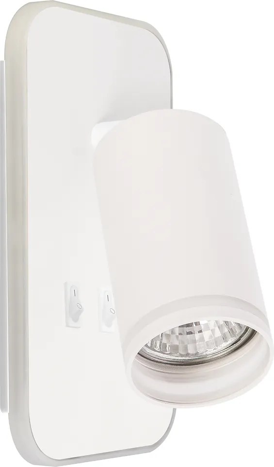 Nástenné svietidlo Pipe Ring, 1x biele kovové tienidlo + 1x LED 6w, w, vypínač