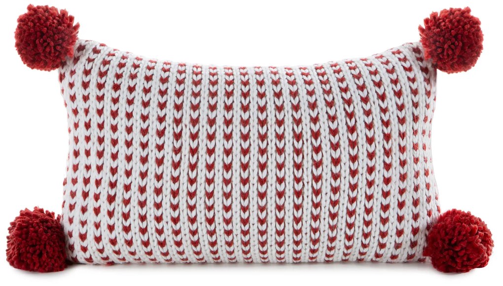VIANOČNÁ DEKORAČNÁ OBLIEČKA NA VANKÚŠ POMPOM 30X50 CM VZOROVANÁ