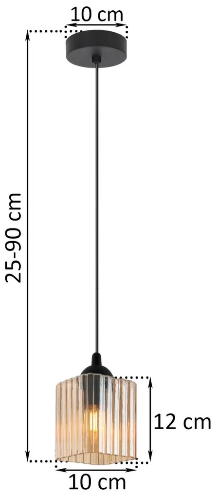 Závesné svietidlo Riffle Square, 1x medové sklenené tienidlo, b
