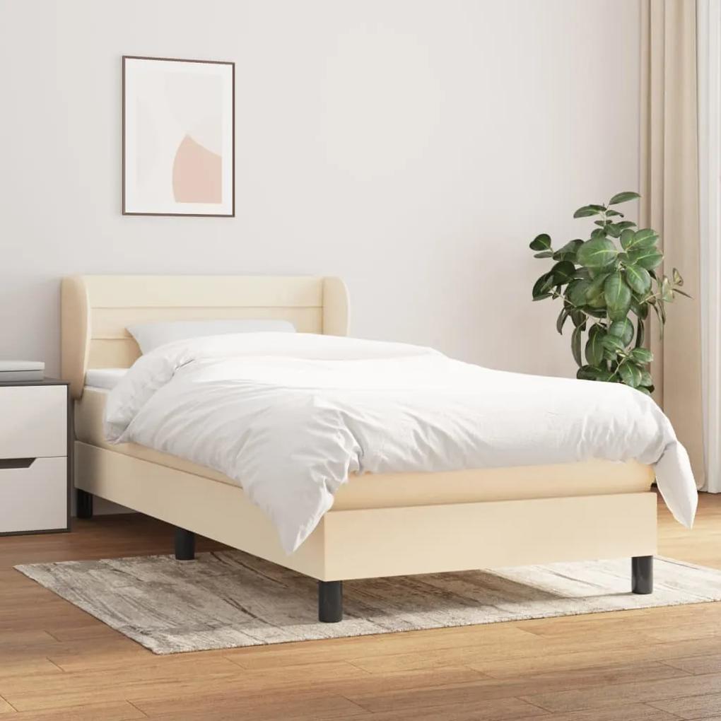 Boxspring posteľ s matracom krémová 100x200 cm látka 3126306