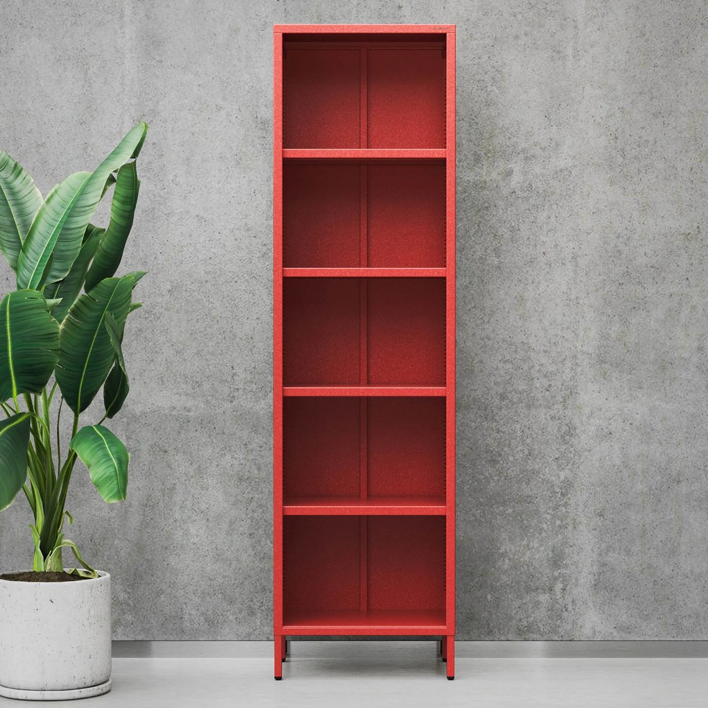 Knižnica do obývačky MARIO, 500 x 1800 x 350 mm, Modern: červená farba