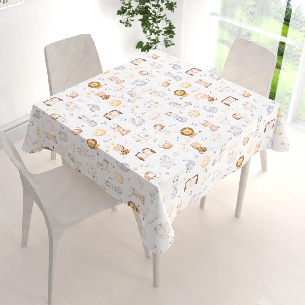 Biante Detský bavlnený štvorcový obrus Sandra SA-439 Znamenia zverokruhu 80x80 cm