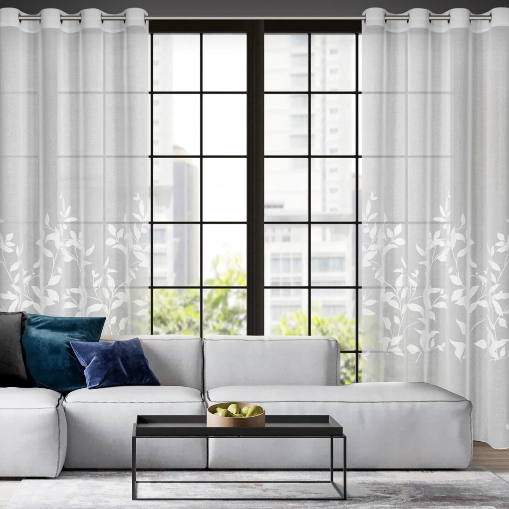 ZÁCLONA NA KRÚŽKOCH ESTELLA 140X250 CM LISTY