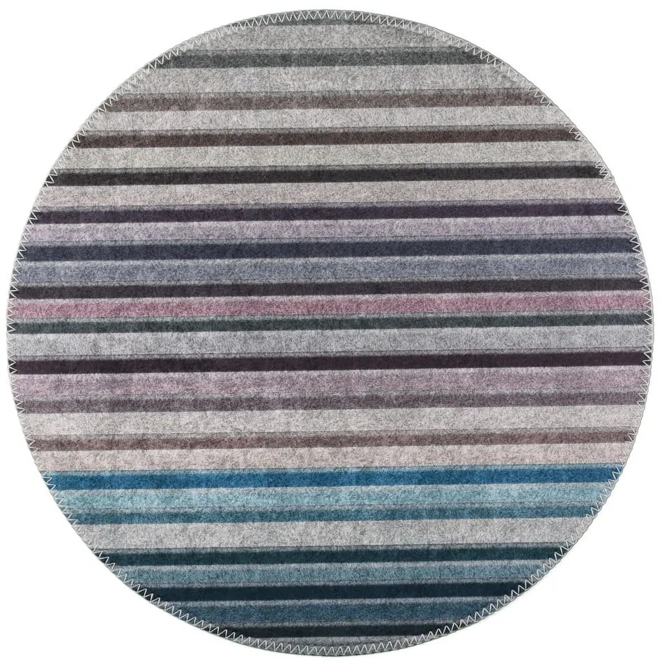 Modro-sivý umývateľný okrúhly koberec ø 120 cm – Vitaus
