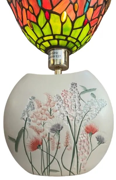 Tiffany lampa gravírované kvety Ø25*39 kolekcia MULTICOLOUR