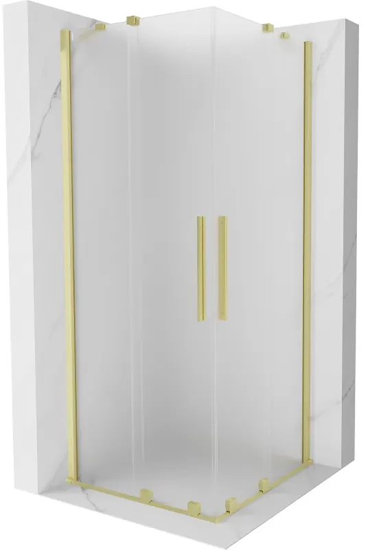 Mexen Velar Duo, sprchový kút s posuvnými dverami 90 x 90 cm, 8mm sklo námraza, zlatá matná, 871-090-090-32-55