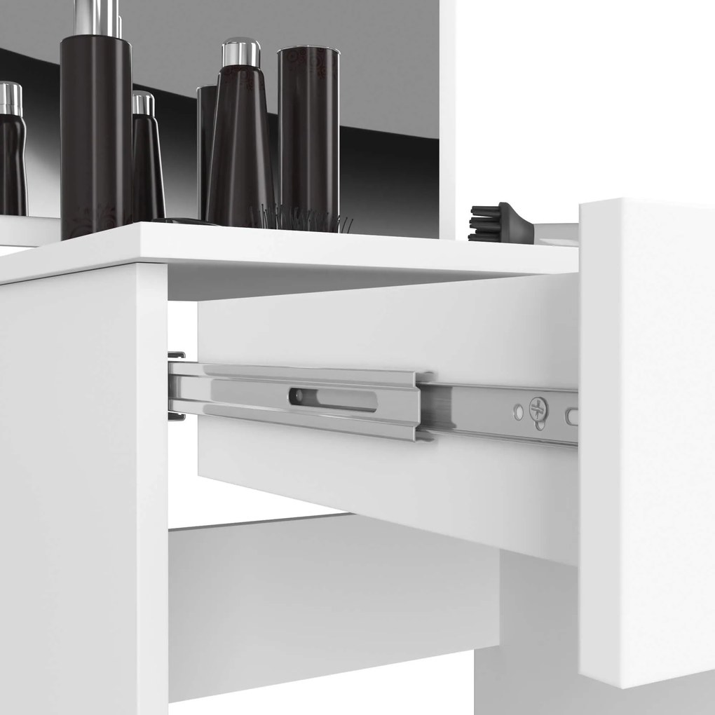 Toaletný stolík Parijat (biela) (so zrkadlom) (P). Akcia -19%. Vlastná spoľahlivá doprava až k Vám domov. 1128838