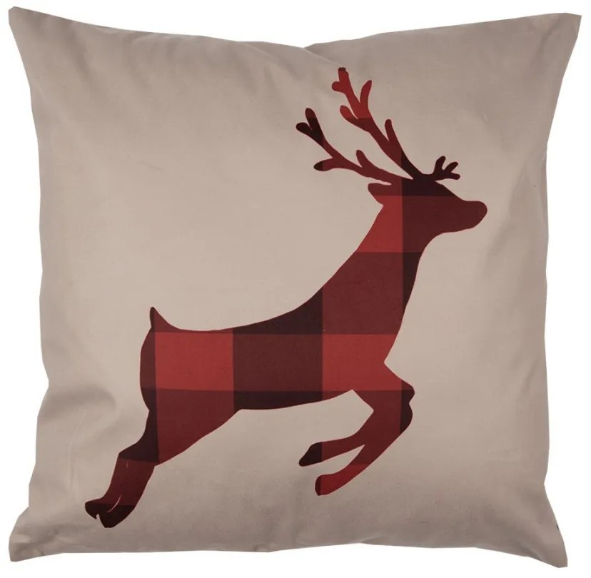 Béžová obliečka na vankúš s jeleňom Deer - 45*45 cm