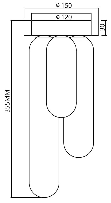 Stropné svietidlo Pax, 3x medové sklenené tienidlo, g, o