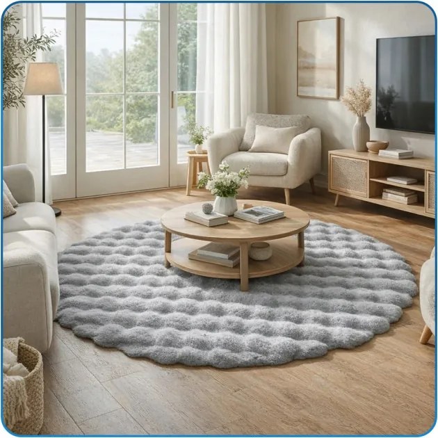 Koberec Rabbit Bubble strieborný kruh