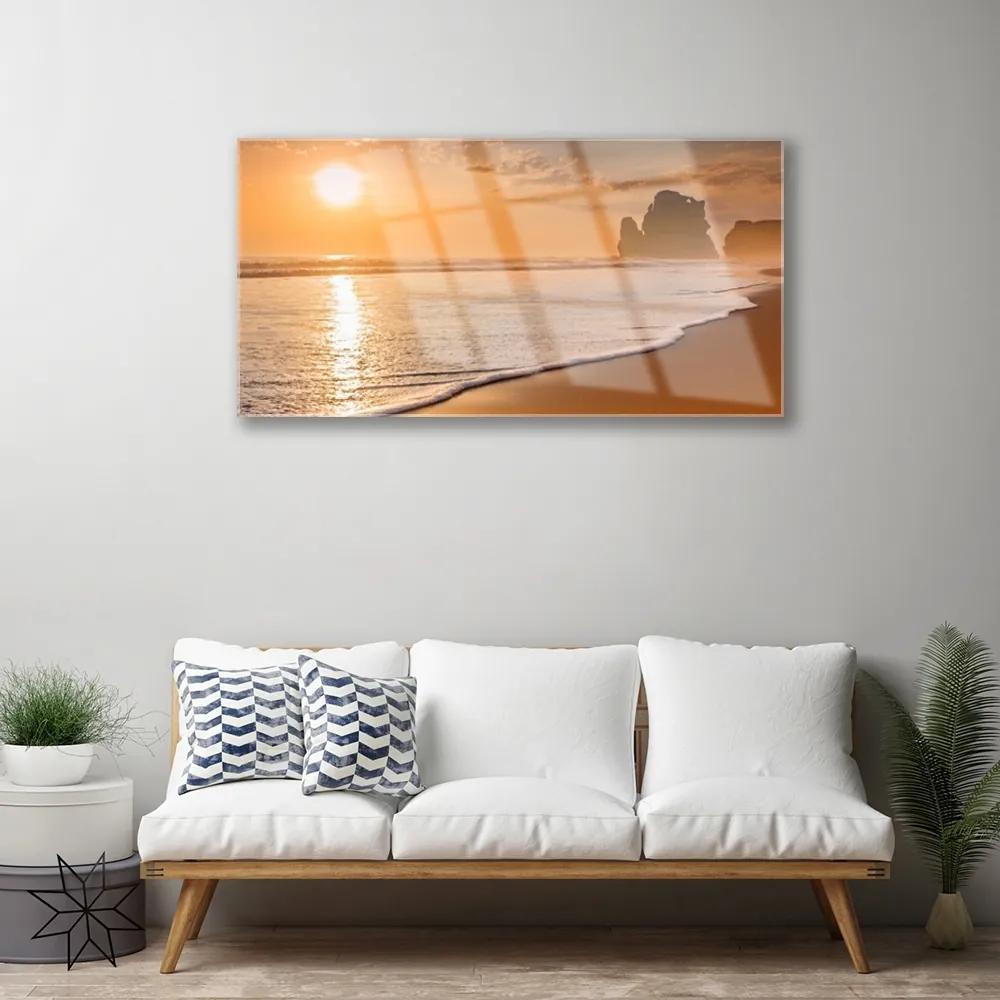 Skleneny obraz More pláž slnko krajina 100x50 cm
