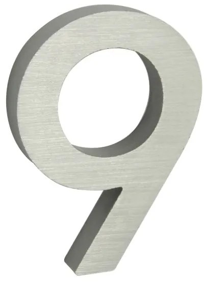 Domové číslo "9", RN.100LV, brúsené, strieborná