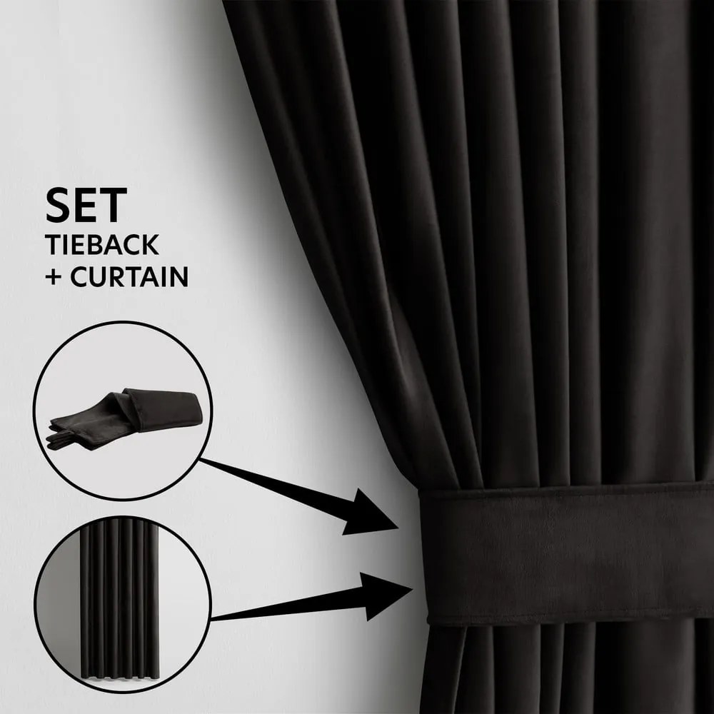Čierny zamatový dimout záves 140x270 cm – Restilo