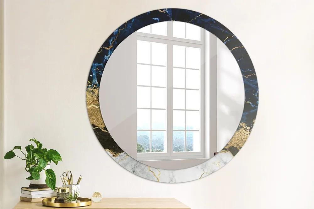 Okrúhle ozdobné zrkadlo Modrý mramor fi 90 cm