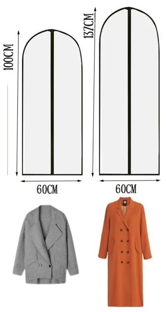 Arte Regal Látkový ochranný obal na oblečenie, biely WHITE KIPIT, 60x100cm