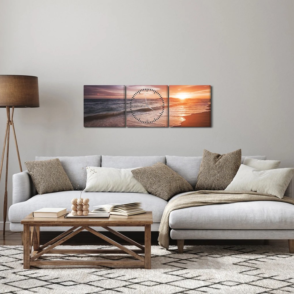 Obraz - Západ slnka v Thajsku (s hodinami) (90x30 cm)