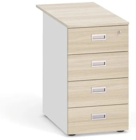 Prístavný zásuvkový kontajner PRIMO, 4 zásuvky, biela/dub prírodný