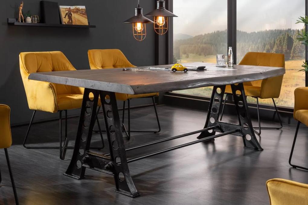 Jedálenský stôl Massive Industrial 220cm sivá akácia