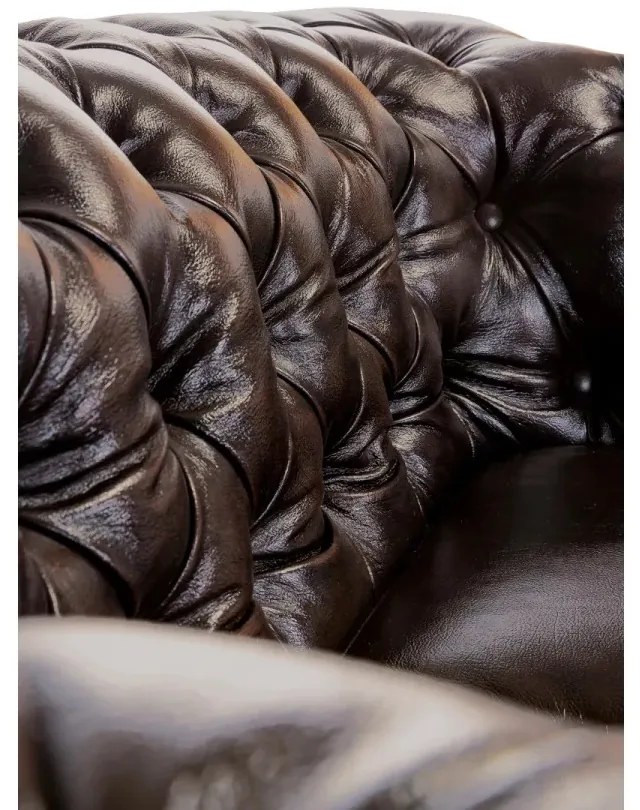 furniture-nabytek.cz - Trojmiestna pohovka Chesterfield z pravej kože, hnedá – 200×90×72 cm