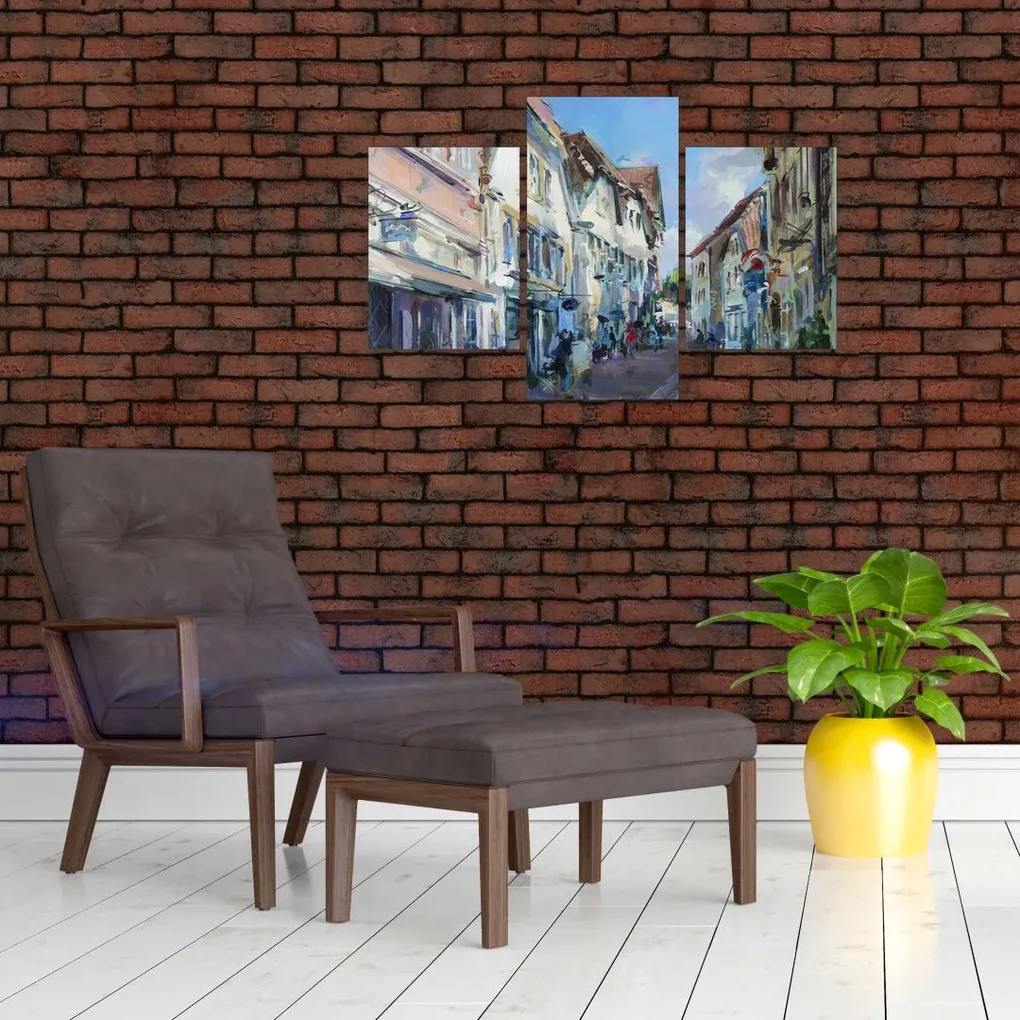 Obraz - Ulička starého mesta, akrylová maľba (90x60 cm)
