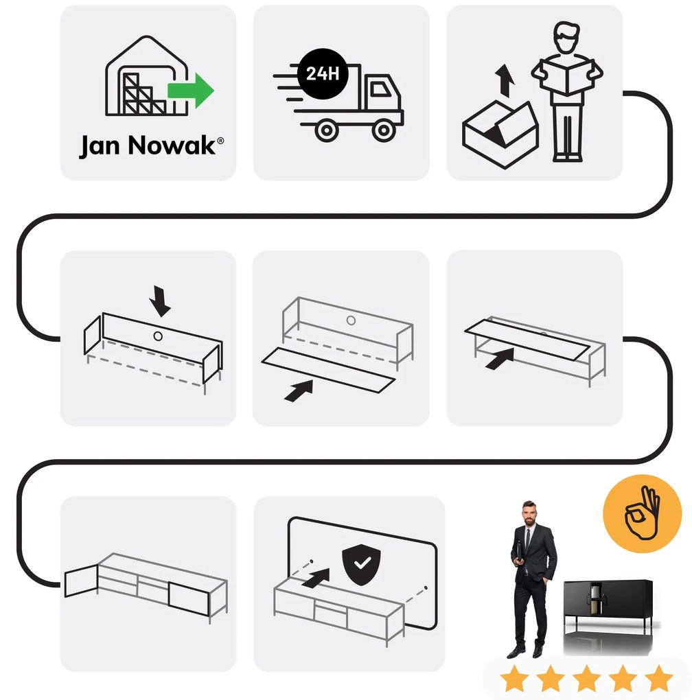 ROSA Moderná čierna kovová TV skrinka