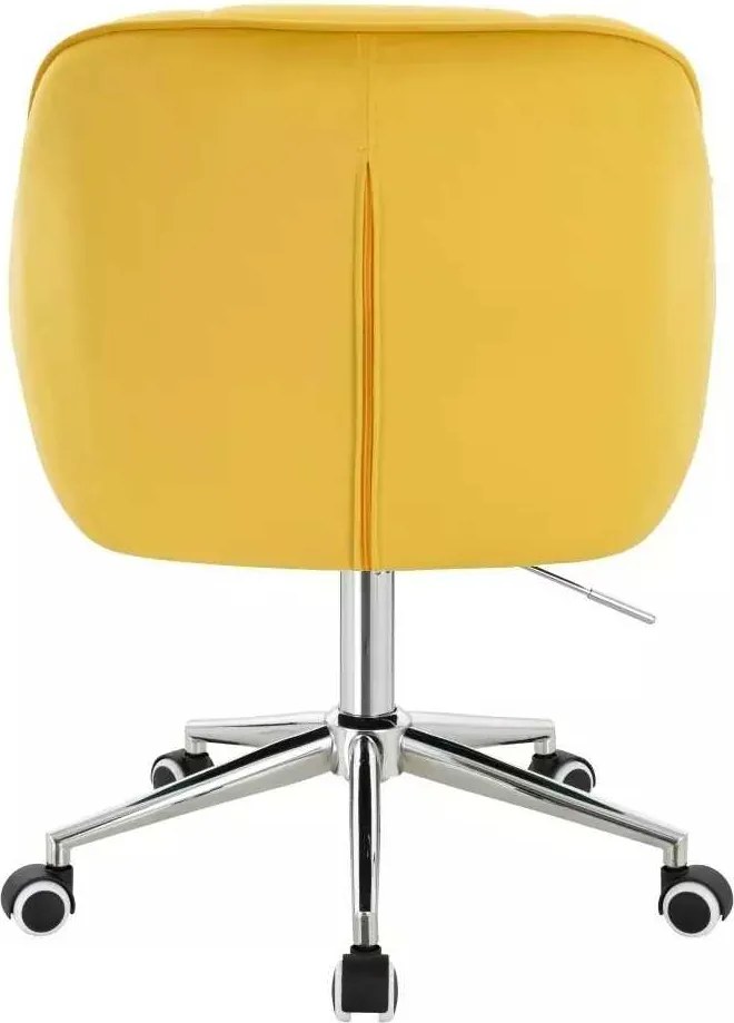 LuxuryForm DESIGN Stolička AVOLA VELUR na striebornej podstave s kolieskami - žltá