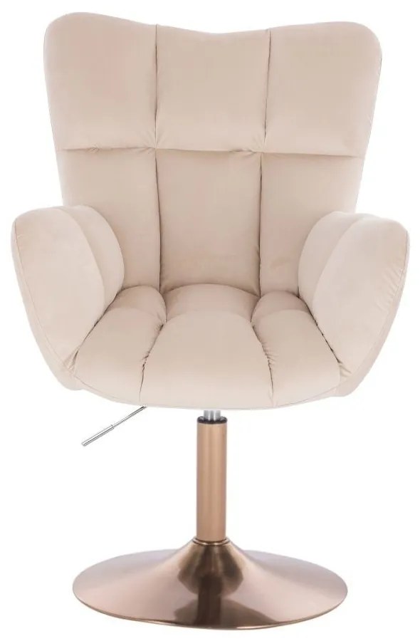 LuxuryForm DESIGN Otočné kreslo AURORA VELUR na zlatom tanieri - krémové