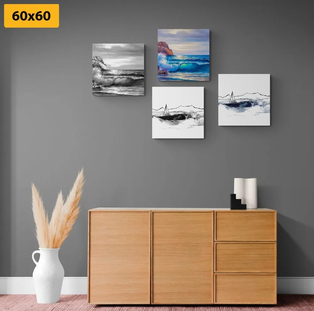 Set obrazov minimalizmus v maľbách mora