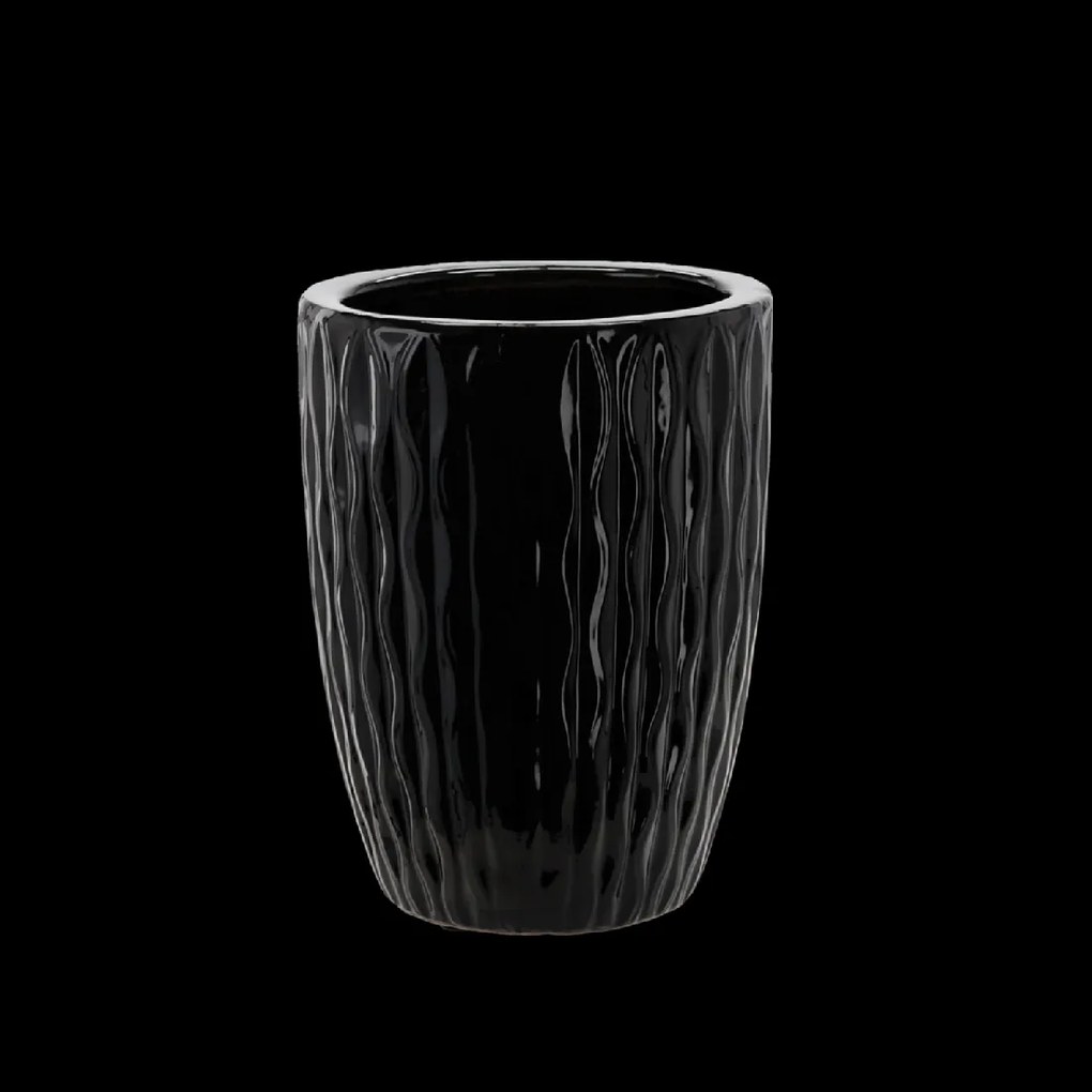 Garden Line KERAMICKÝ OBAL NA KVETINOVÝ KÔŠ 24,5 x 24,5 x 33 CM ČIERNY LESKLÝ *2456