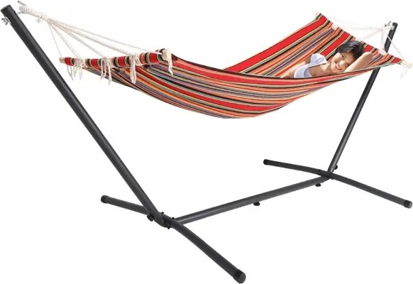 Hojdacia sieť s kovovým rámom 200 x 80 cm - červená