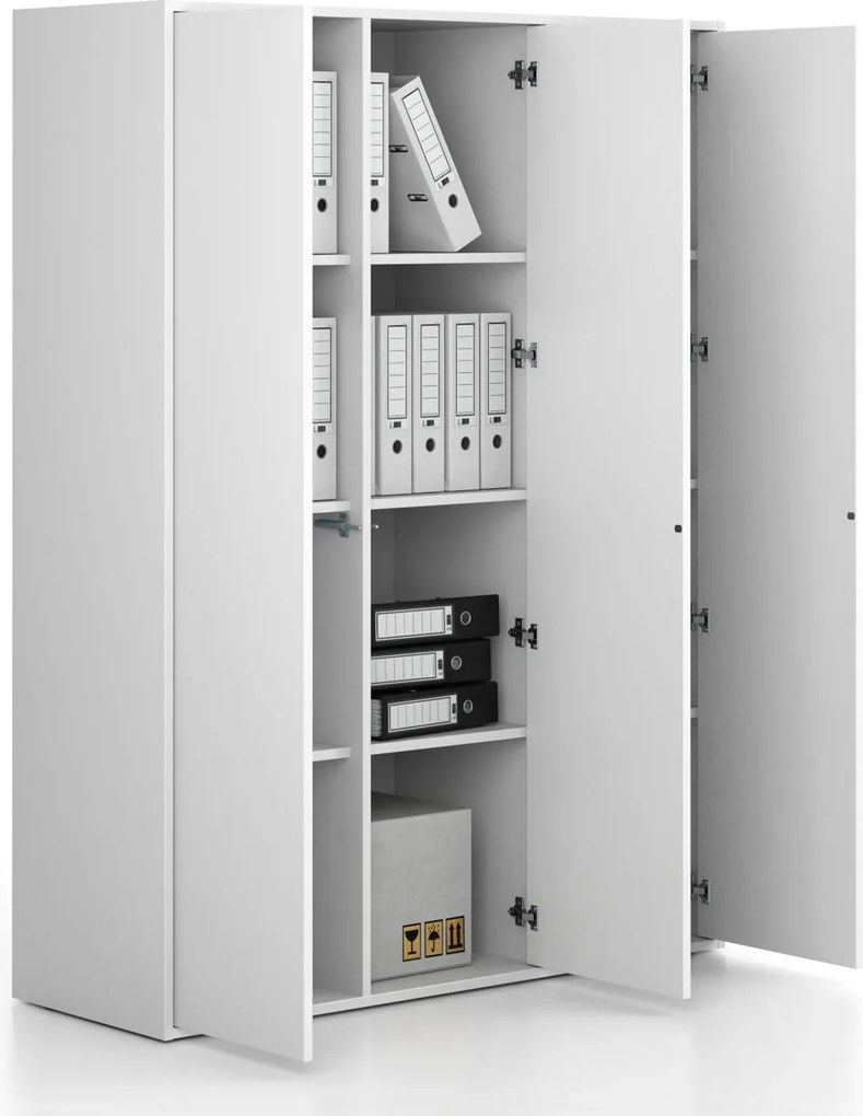 Kancelárska skriňa FRAME, 3x dvere, 1299 x 450 x 1735 mm, PUSH-lock, biela