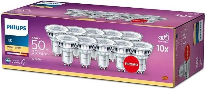 SADA 10x LED Žiarovka Philips GU10/4,6W/230V 2700K
