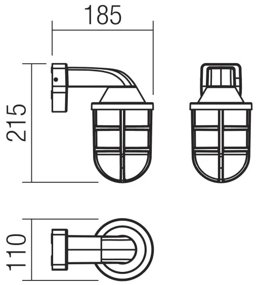 Redo 90207 - Vonkajšie nástenné svietidlo CAGE 1xE27/28W/230V IP44 čierna
