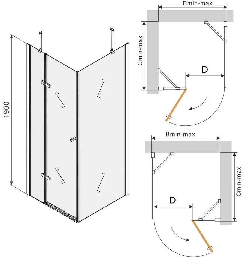 Mexen ROMA sprchovací kút 95x50cm, 6mm sklo, chrómový profil-číre sklo, 854-095-050-01-00
