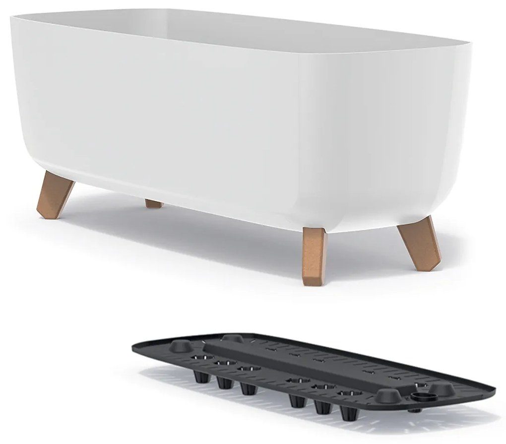 Plastový kvetináč na nožičkách DGCL600 58 cm - biela